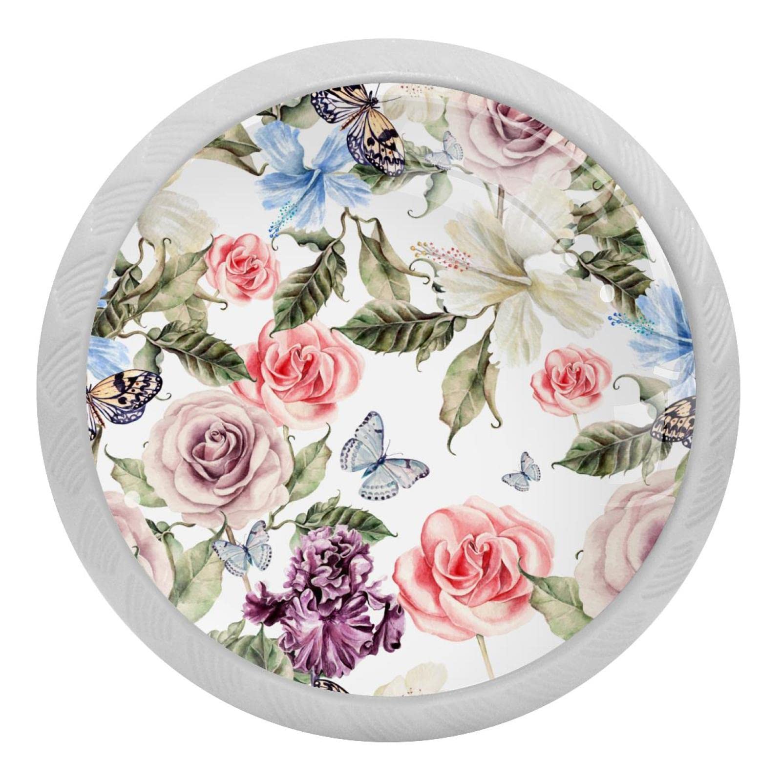 Poignées rondes en verre roses pour commode et tiroir