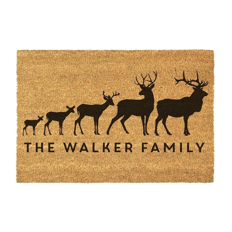 Personalised Stag Family Door Mat Unique Gift for Family & New