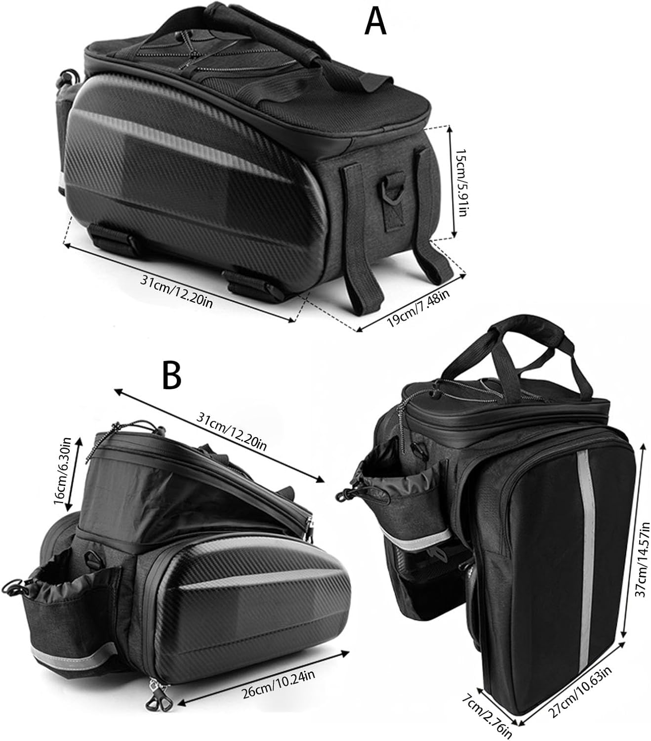 Ergonomic Regulable Bike Panniers Bag Waterproofed Carbon Fibers Structure for Bike Luggage and Gear Bike Commuting Essential Bag