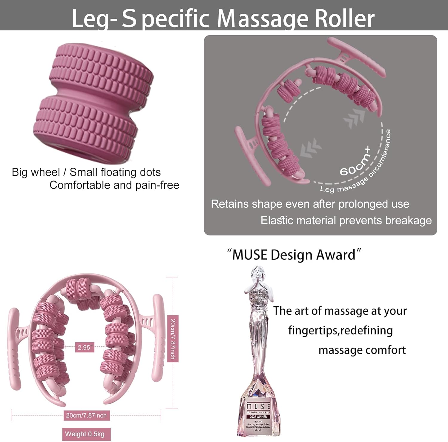 Cellulite Massage Tool,Travel Leg Massager,Office Massage Roller,No Assembly Portable Massage Roller,Relieve Soreness & Swelling,Leg Roller for Pilates Girl (Black) - Image 5