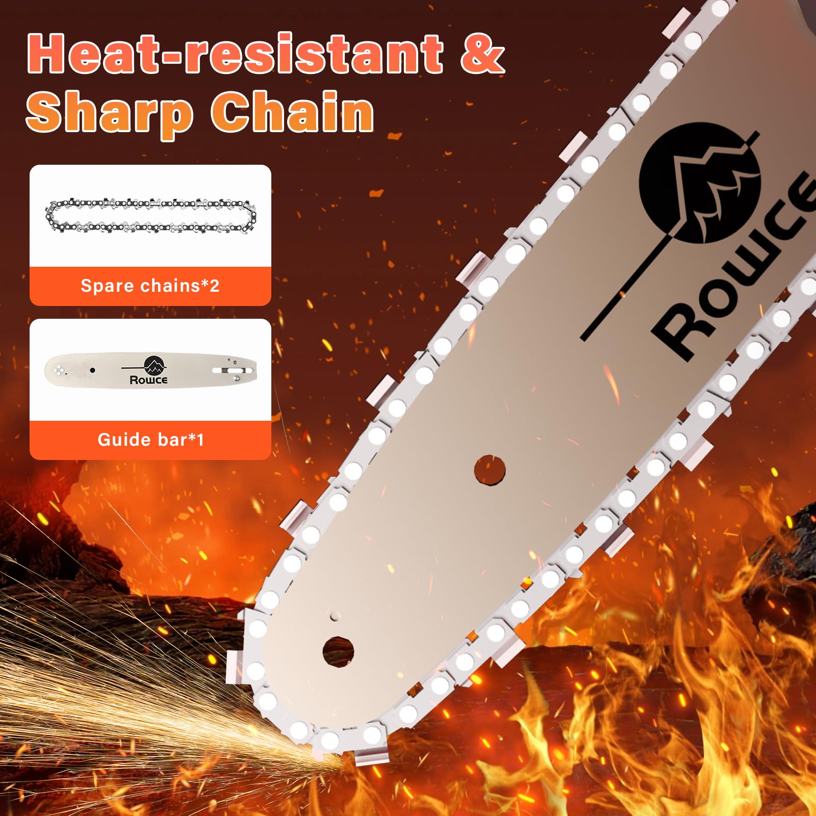 Mini Motosierra Bateria 2 x 4000mAh, Motosierra Eléctrica Sin Escobillas con Depósito, Motosierra de Mano Inalámbrica para Árboles y Jardin, Engrasado Automático de Cadena