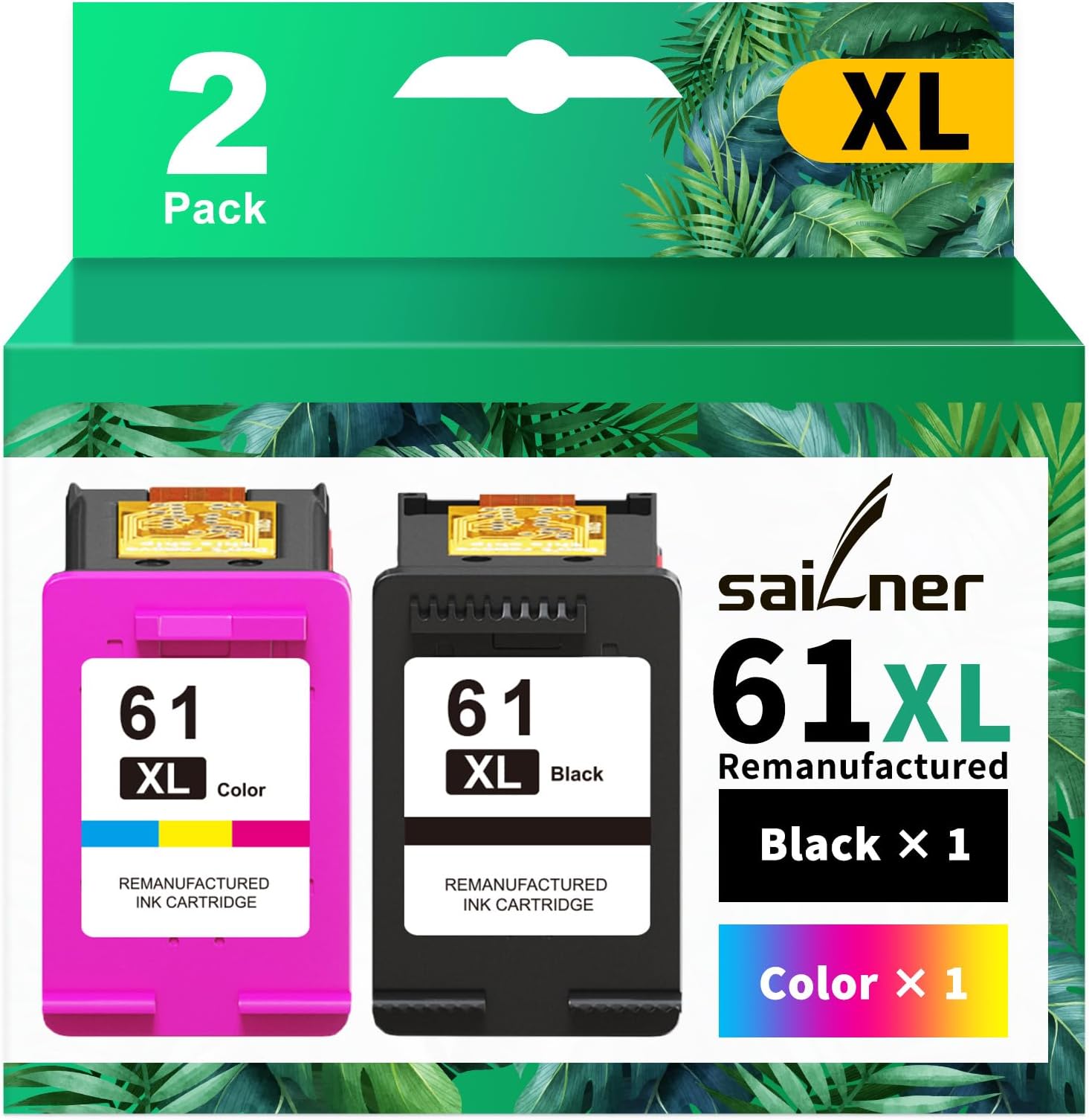 SAILNER 61 Ink Cartridge Combo Pack Remanufactured Ink Cartridges for HP 61XL 61 XL Envy 5530 4500 OfficeJet 4630 2620 DeskJet 2540 3050 3510 1010 2050 1000 Printer Ink 61