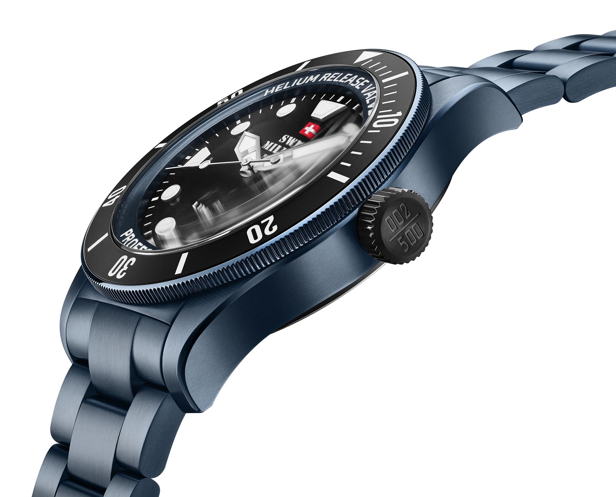 Swiss Military by Chrono SMA34075.10 Limited Edition automatyczny zegarek męski na rękę szwajcarski mechanizm zegarowy ze stali nierdzewnej metalowy pasek szafirowy niebieski