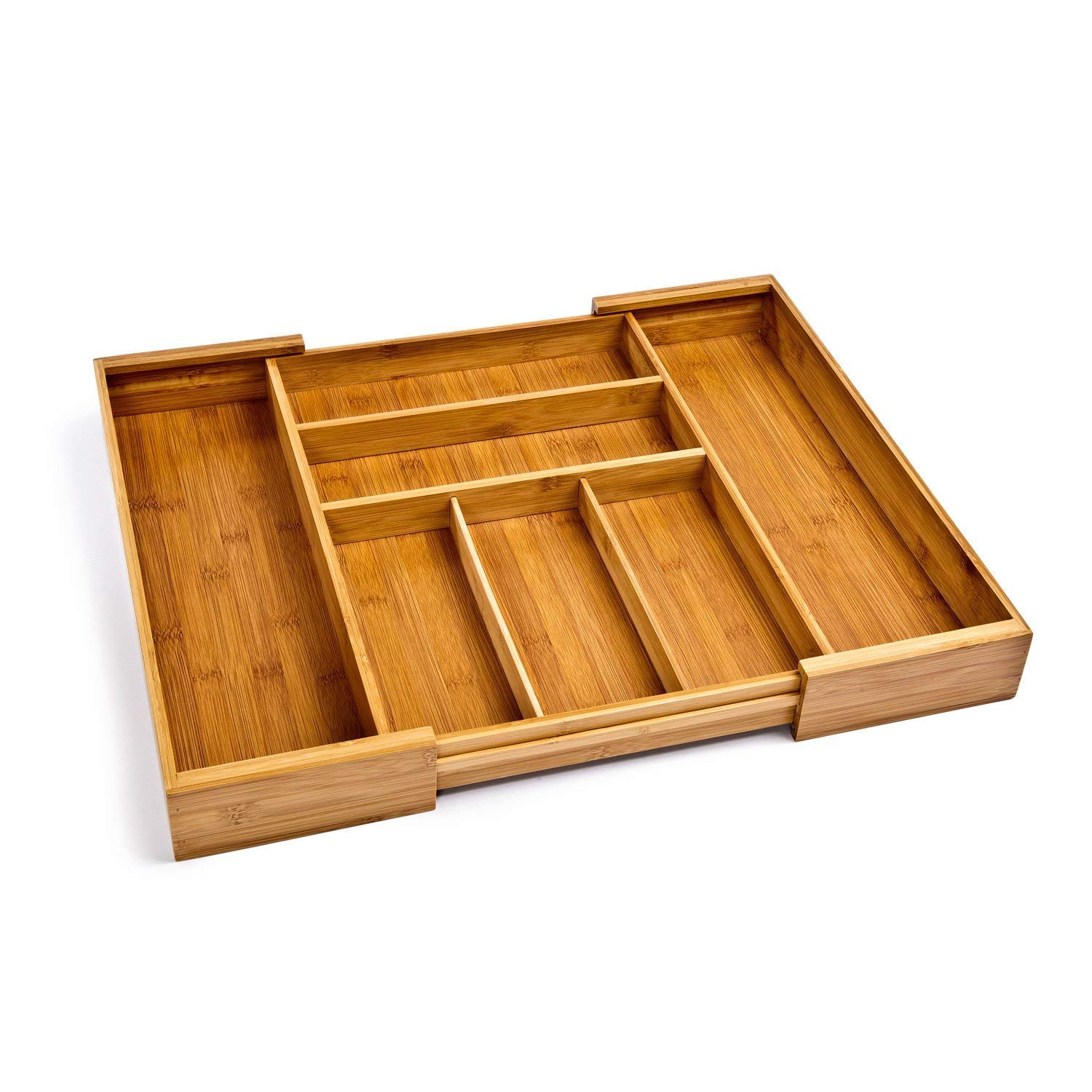 Whitewhale Intercalaires de tiroir en bois extensible pour ustensiles de cuisine Rangement de couteaux Fourchettes Cuillères Accessoires Gadgets Standard Tray -2