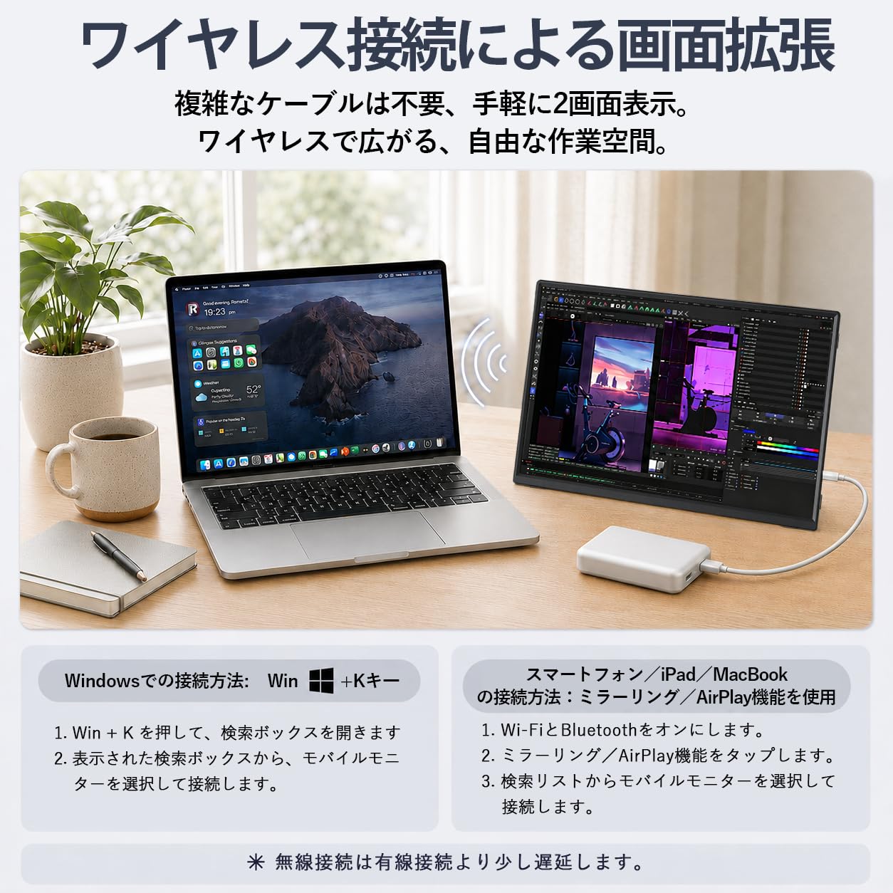 Amazon.co.jp: XUNDEFINED ワイヤレス モバイルモニター 15.6インチ