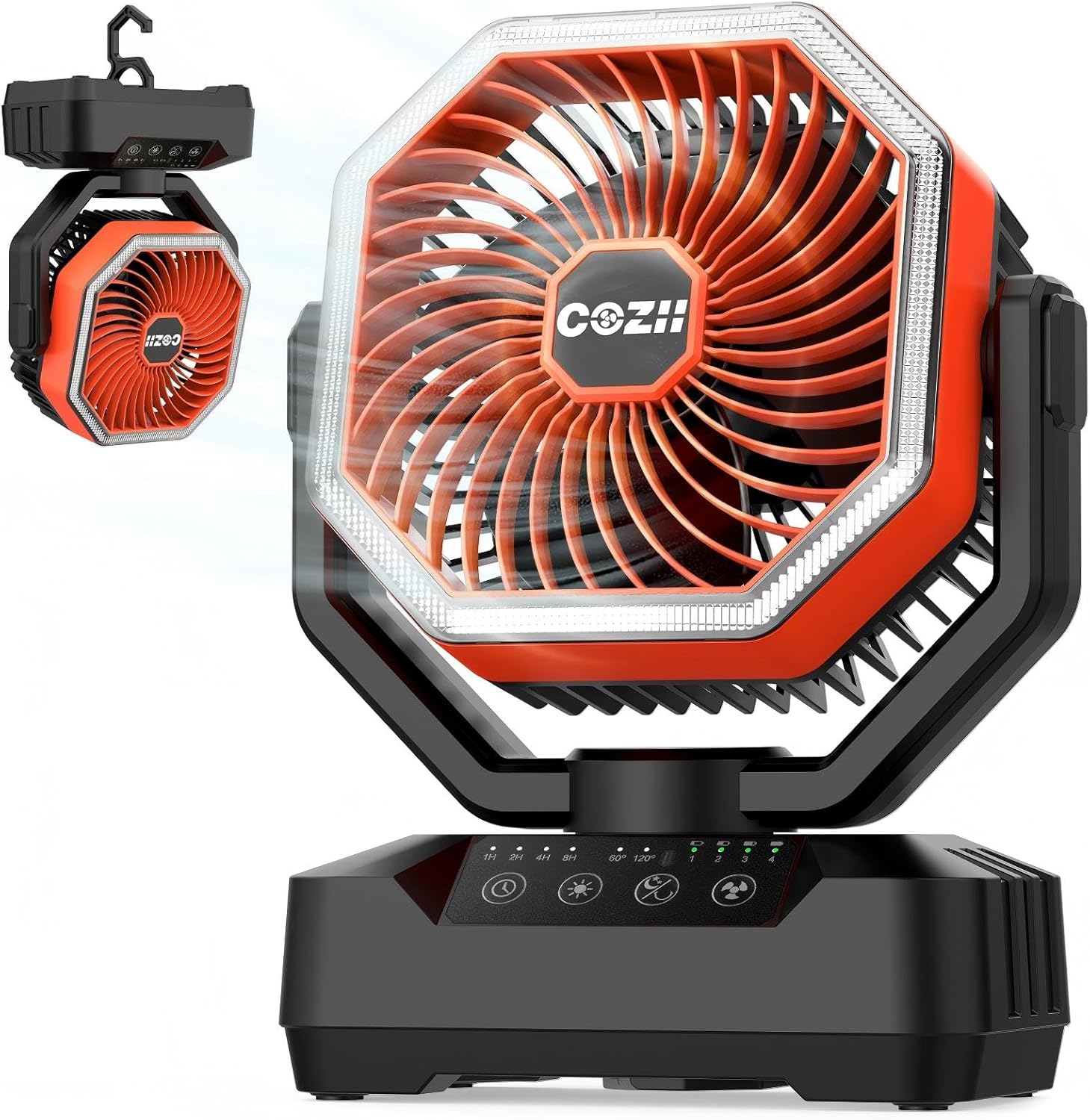 Portable Fan Rechargeable, 20000mAh Battery Powered Fan Up to 70H Runtime, Camping Fan with LED Light, 4 Speeds, Remote - Versatile Rechargeable Fan, Tent Fan, Beach Fan, Outdoor Fan,Camping Essential