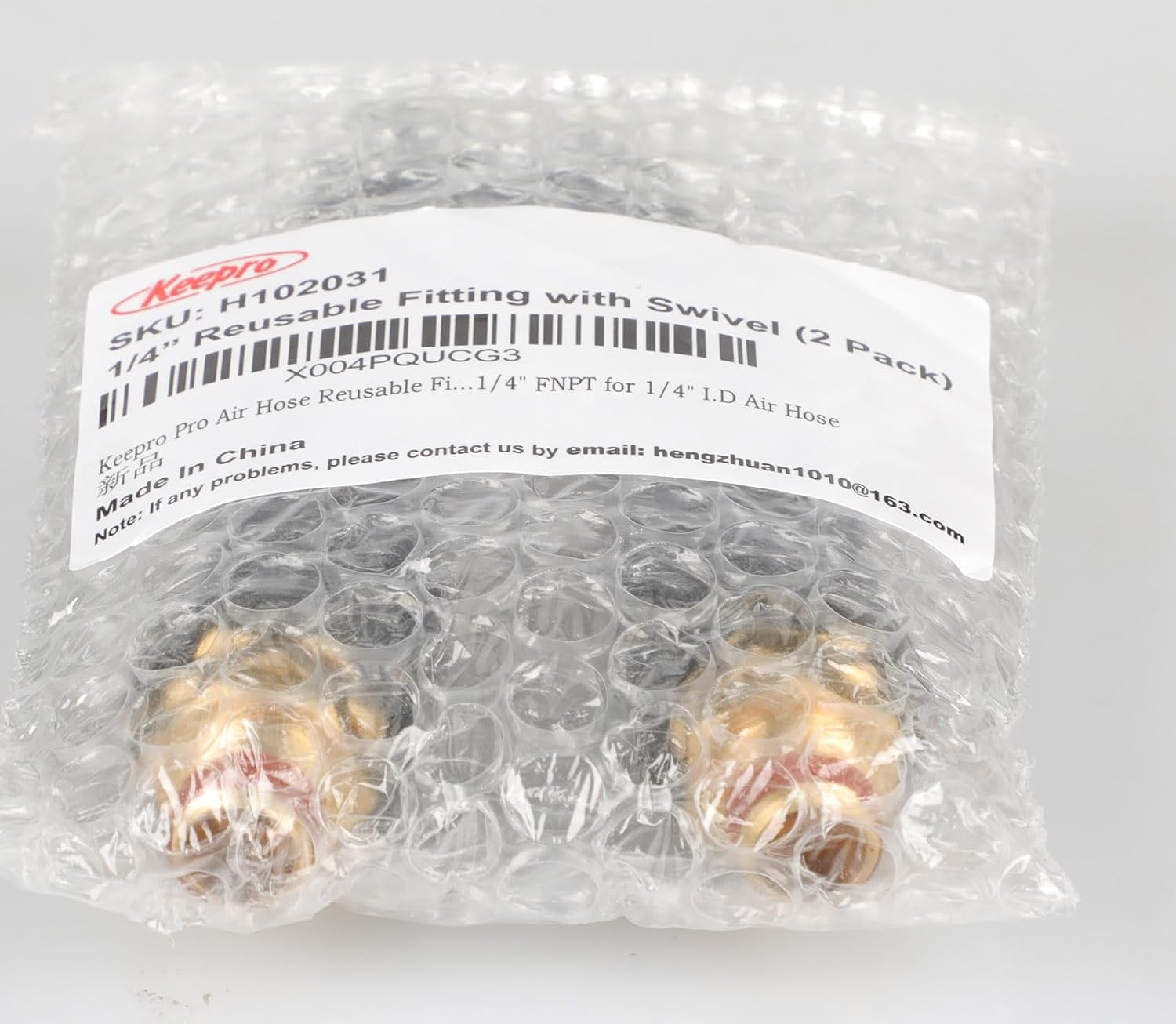 Keepro Pro Air Hose Reusable Fitting with Swivel 1/4" MNPT for 1/4" I.D Air Hose