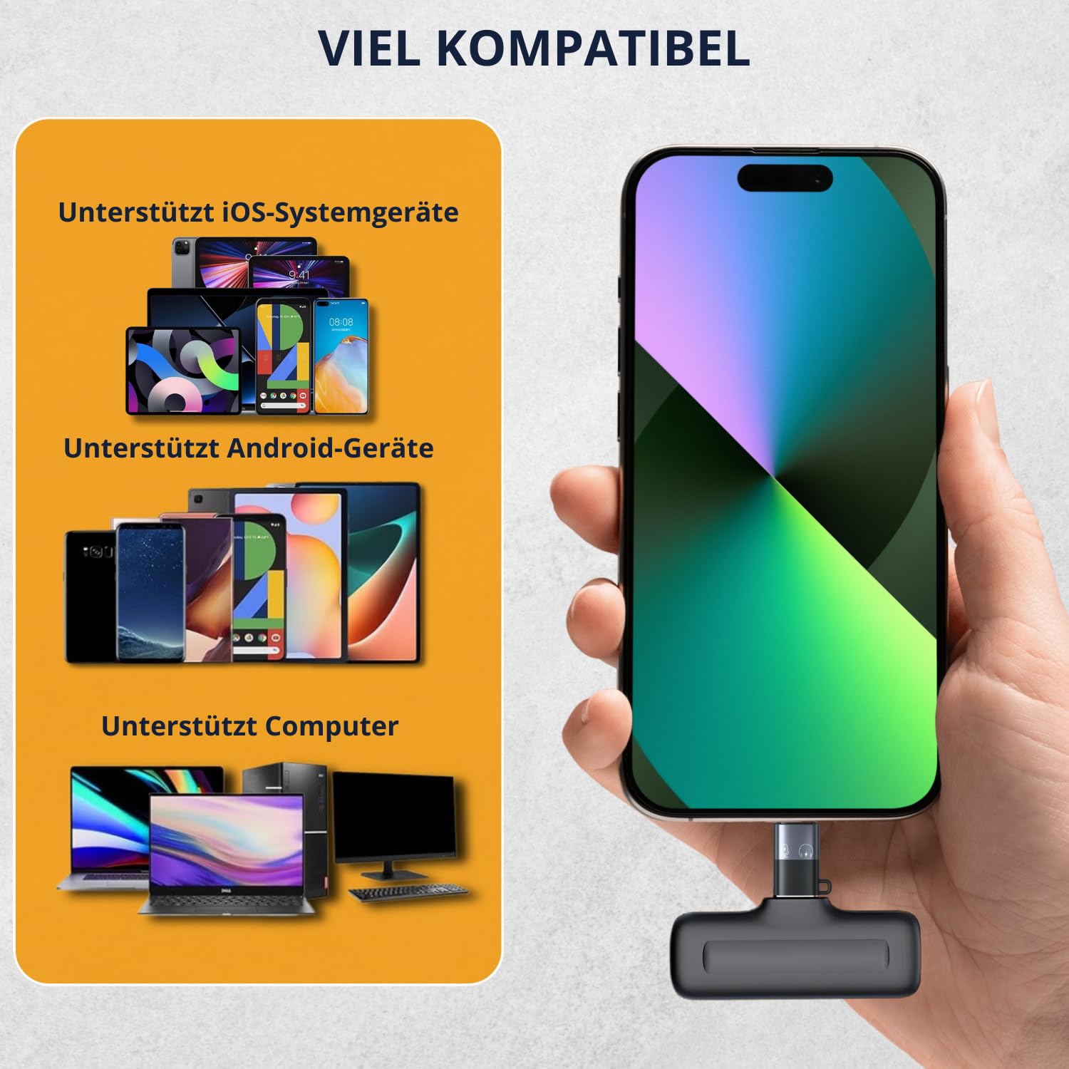 Mini Mikrofon Handy Kabellos Mic mit Ladekoffer Wireless Lavalier Ansteckmikrofon für Podcast TikTok Vlog YouTube Video Aufnahme USB C Plug and Play Mikrofon Smartphone iPhone