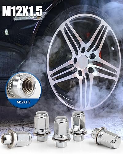 Vista 99 de GAsupply Tuercas de llanta de estilo de fábrica OEM de 14 x 2, 24 piezas de una sola pieza cromadas grandes tuercas de asiento de bellota de 2