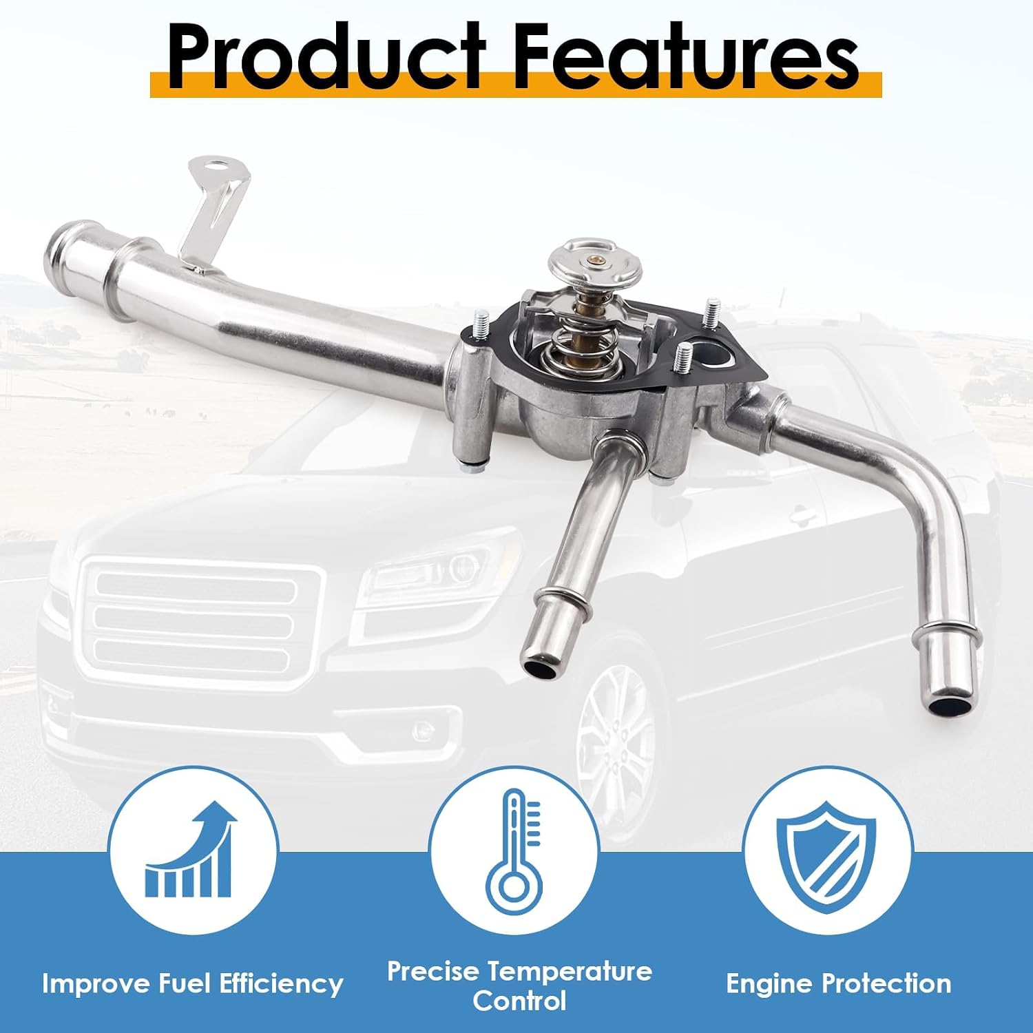 12638893 Engine Coolant Thermostat Housing, Fit for Chevrolet Traverse 09-17, GMC Acadia 07-16, Acadia Limited 2017, Buick Enclave 08-17, Saturn Outlook 07-10, OE# 902-692 12599235