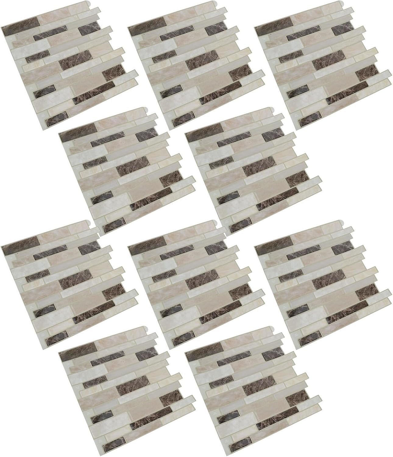 Cabilock 10pcs Marble Pattern Wall Stickers Self-Adhesive PVC Tile Decals Waterproof Oil-Proof Peel and Stick Tiles for Kitchen Bathroom Wall Decoration 30.5x30.5cm