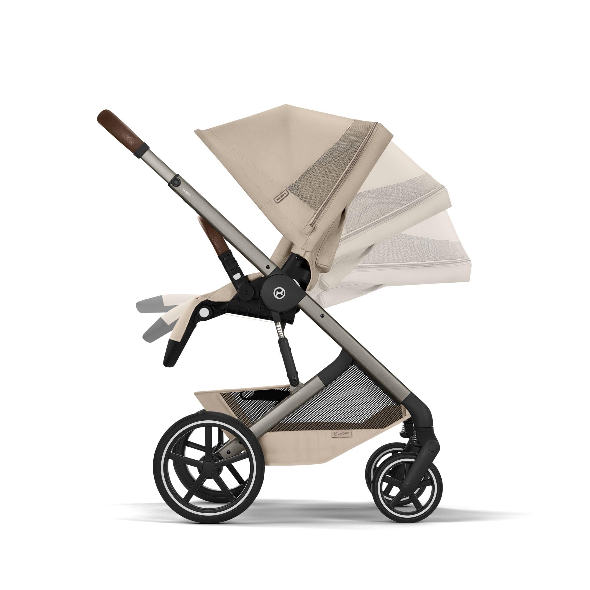CYBEX Gold Wózek dziecięcy BALIOS S LUX i Fold Cot, Almond Beige | Od urodzenia do 4 lat, Maks. 22 kg, System podróżny, Kompaktowe składanie, System pasów obsługiwany jedną ręką, Koła terenowe
