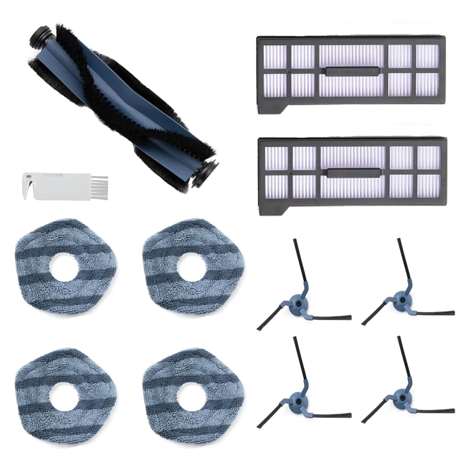 12 Pcs X10 Pro Omni Replacement parts kit Compatible with eufy X10 Pro Omni Vacuum Robot,1 Main Brush +2 Filters+4 Side Brushes +4 Mops+1 Cleaning Brush
