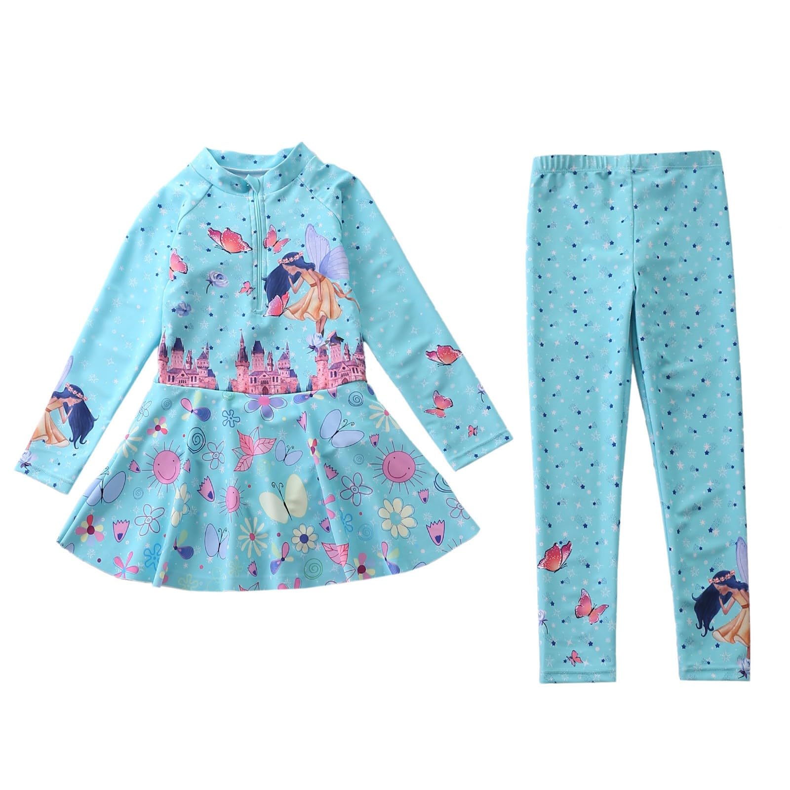 Generisch Traje de baño sin mangas para niña de manga larga RashguardBadeanzug con bañador, UPF 50, protección solar, para niños y jóvenes