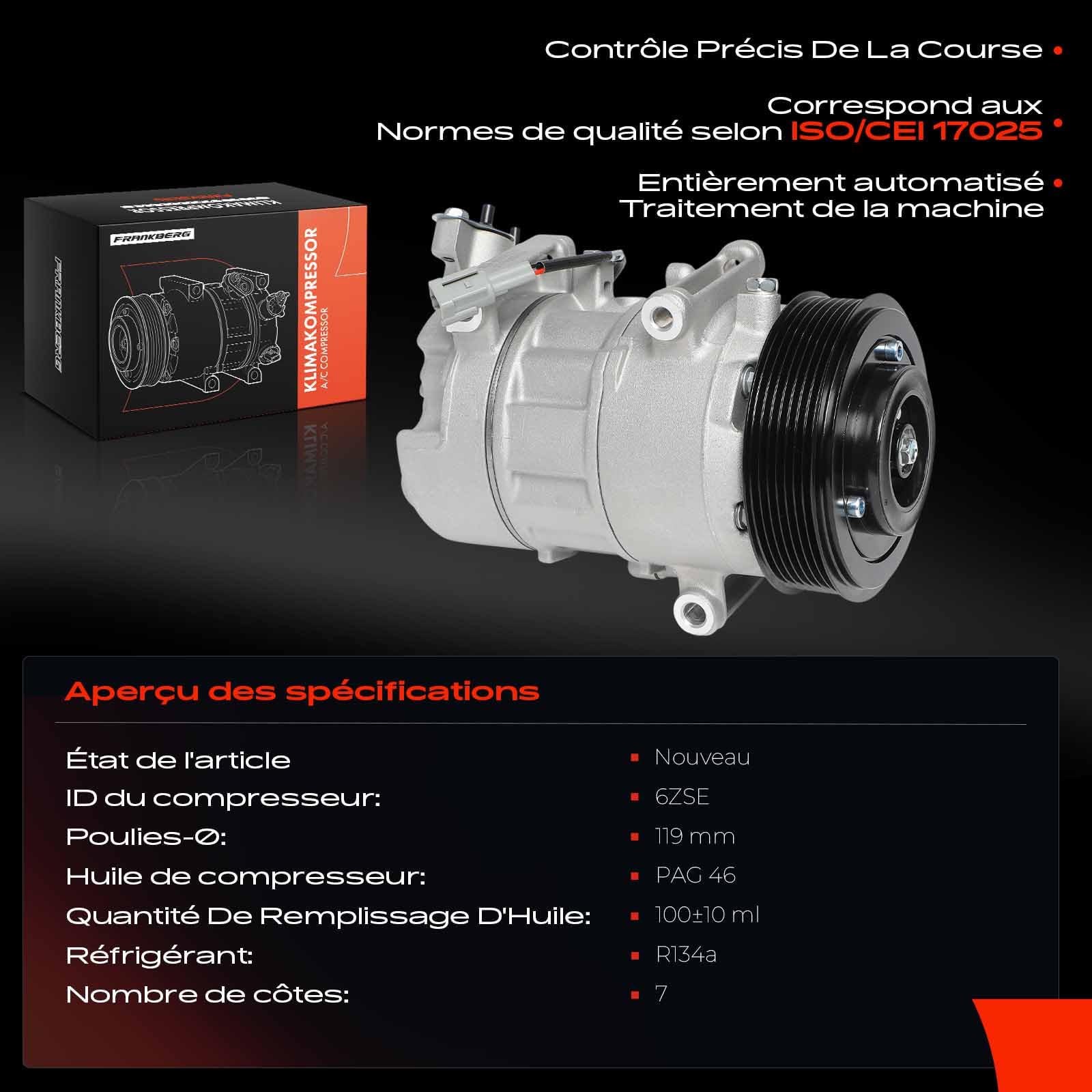 Frankberg Compresseur de climatisation avec embrayage 8200956574 | Compatible avec: Scénic III JZ0/1, Scénic III Van JZ0/1, M.e.g.a.n.e III Grandtour KZ0/1