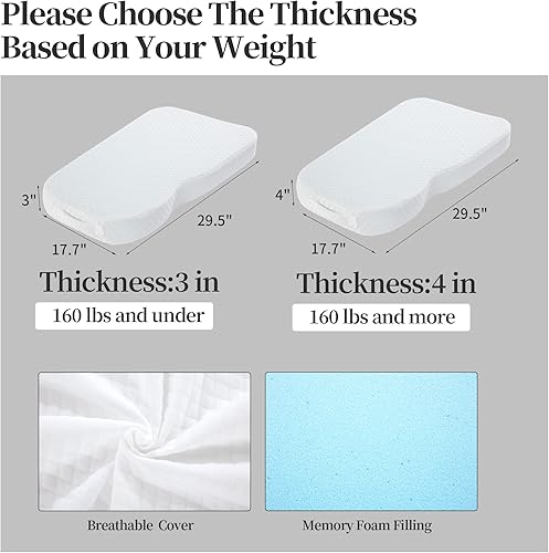 Miniatura 6 de BALAPET Almohada de rodilla de espuma viscoelástica para dormir de lado, almohada entre las piernas con funda extraíble para alinea la columna