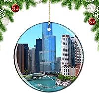 Vista 8 de Weekino Illinois Chicago Wrigley Field USA - Adorno para árbol de Navidad, decoración colgante para colgar, colección de recuerdos de viaje por