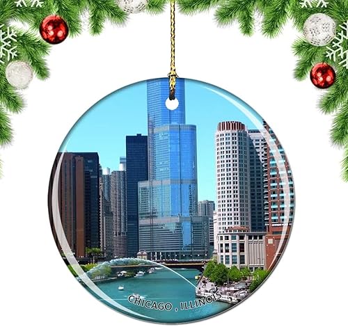 Miniatura 8 de Weekino Illinois Chicago Wrigley Field USA - Adorno para árbol de Navidad, decoración colgante para colgar, colección de recuerdos de viaje por