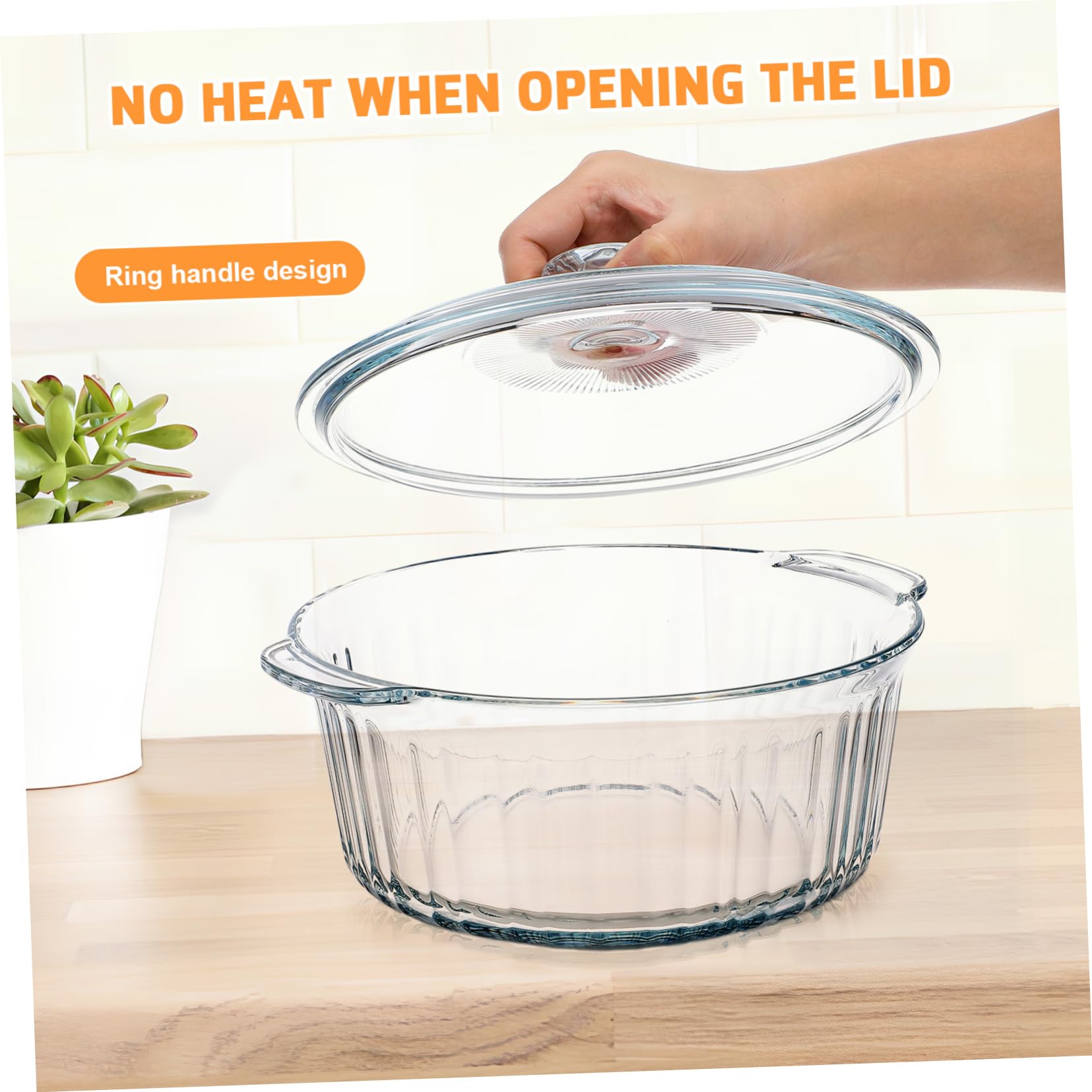 Genérico Cazuela De Vidrio Redonda Cazuela Redonda Cubierta Platos Para Hornear Para Horno Plato Para Hornear Cazuelas Para Horno Con Tapa Transparent Vidrio De Alto Borosilicato