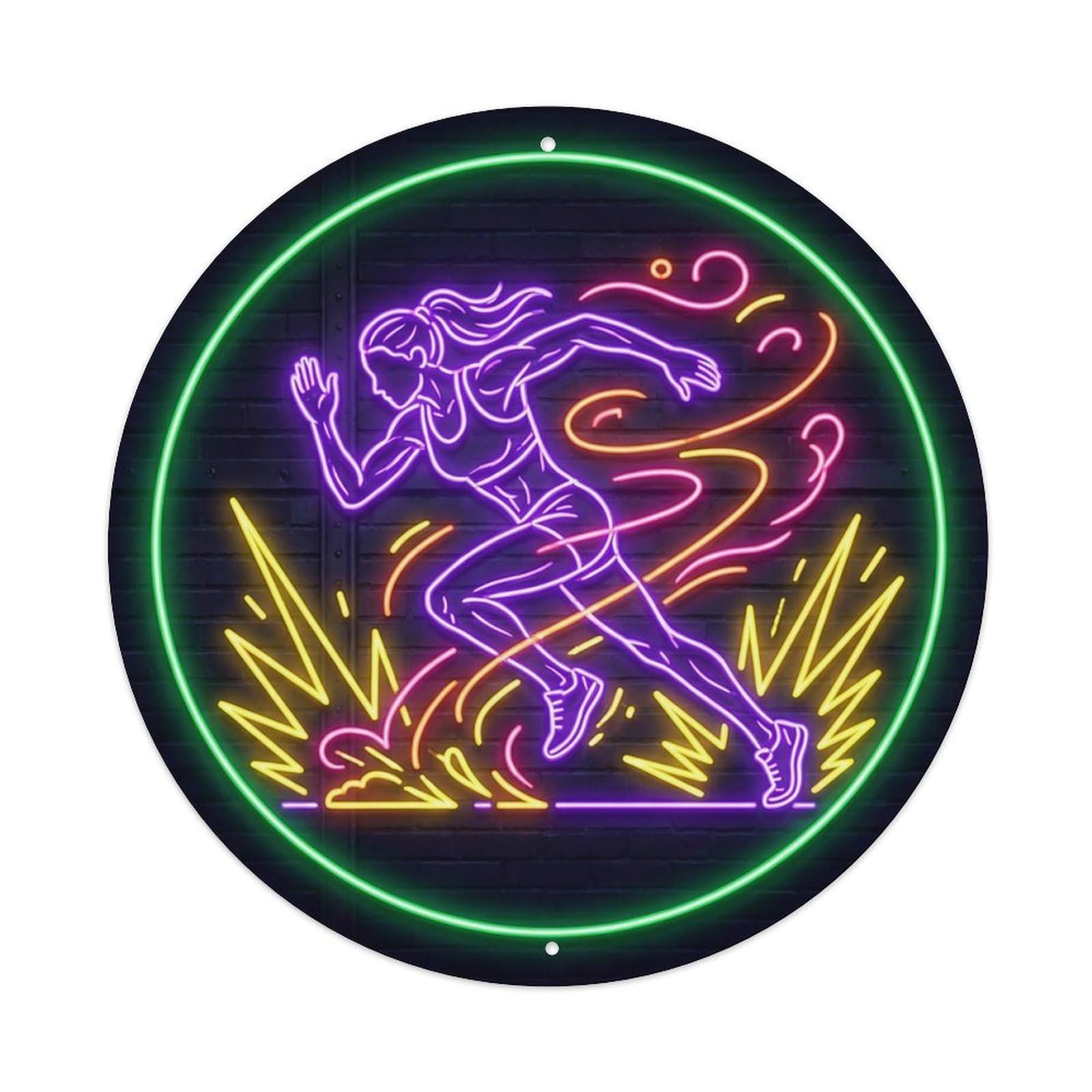 Vintage Faux Neon Gym Retro Bodybuilding Anaerobic Metal Tin Sign