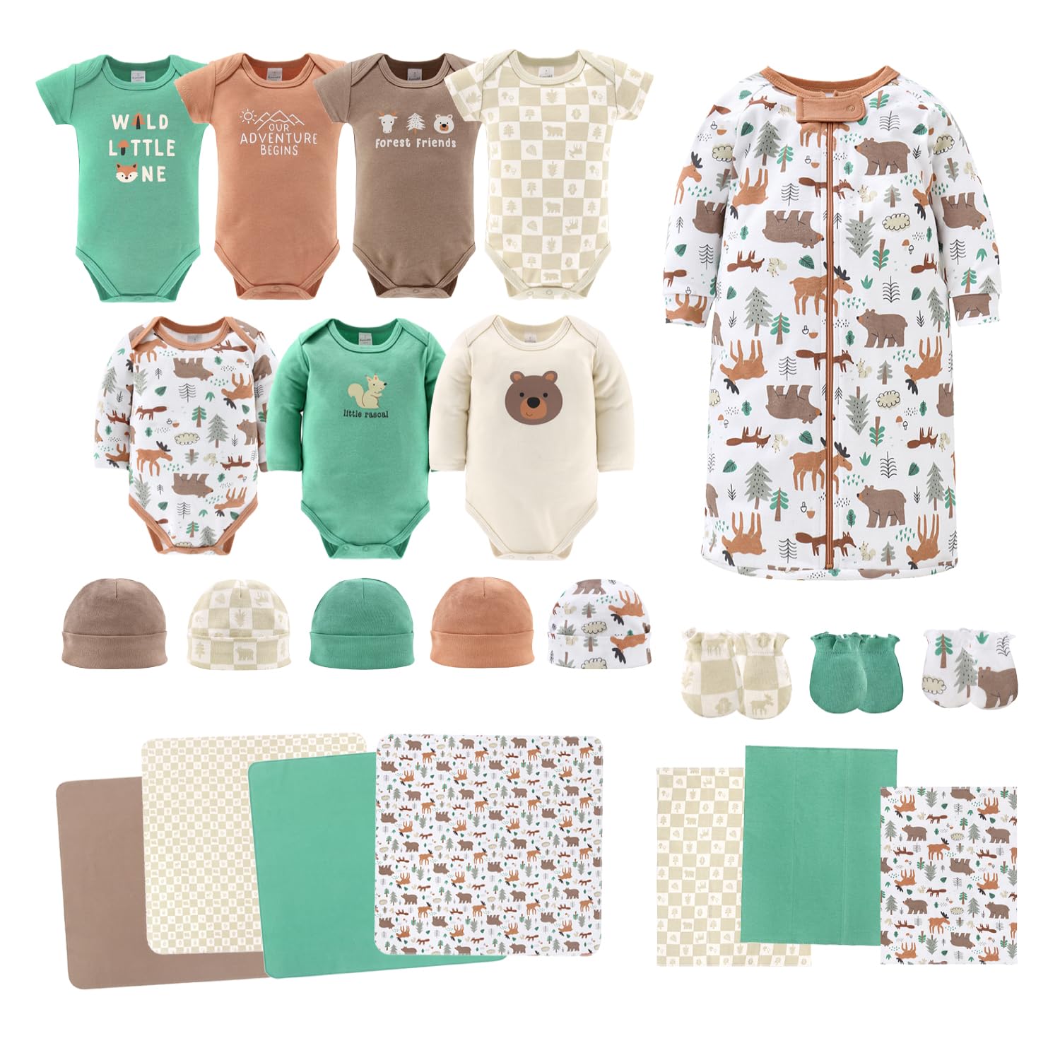 The Peanutshell - Juego de regalo de canastas para bebés y niños, juego de regalo de 23 piezas, ropa de bebé y artículos esenciales para recién nacidos, ropa de bebé recién nacido de 0 a 3 meses,