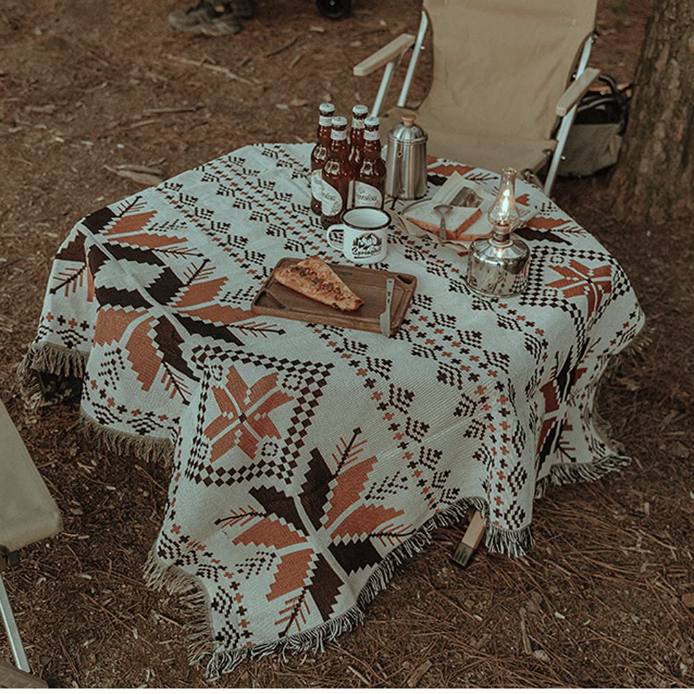 BLANKET Tapis de Pique-Nique Coton Nappe de Table châle 150 cm × 120 cm / 150 cm × 210 cm Couverture de Camping Lavable en Machine pour Plage Jardin randonnée Voyage Voiture Sofa Chaise (Bleu Jaune)