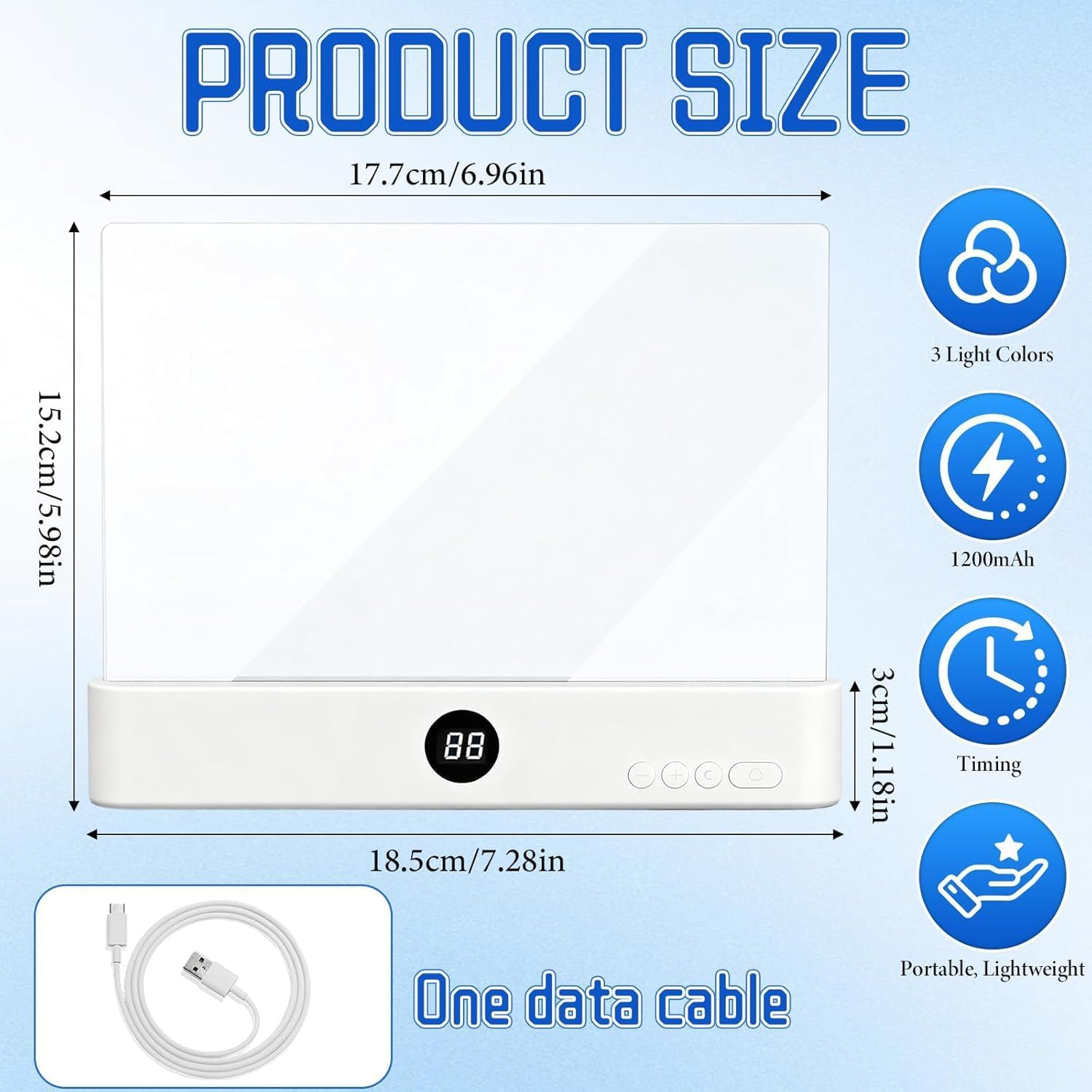 Smart Flat Book Light, Rechargeable Clear LED Reading Lamp with 3 Colors & Timer, 99% Light Transmittance Dimmable Full Page Panel Plate Lamp, Ultra-Clear Transparent Panel Night Reading Lights