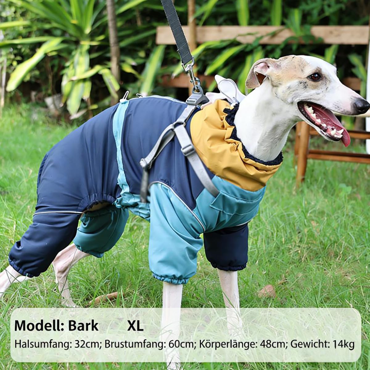 Schneeanzug Hund, Hundemantel Winter mit Beinen & integriertem Geschirr – Wasserdichter Schneeanzug/Overall für Hunde, wärmender Wintermantel mit Beinschlaufen für kleine bis große Hunde (B, 3XL)