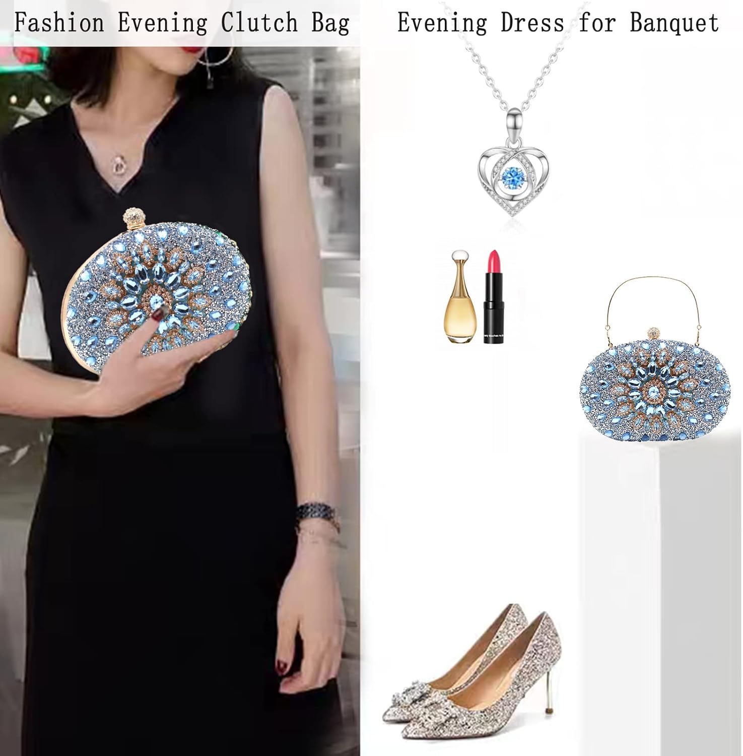 Rhinestone Evening Clutch Purses for Women Wedding Clutch Party Purse Bridal Diamonds Prom Cocktail Handbags - Image 6