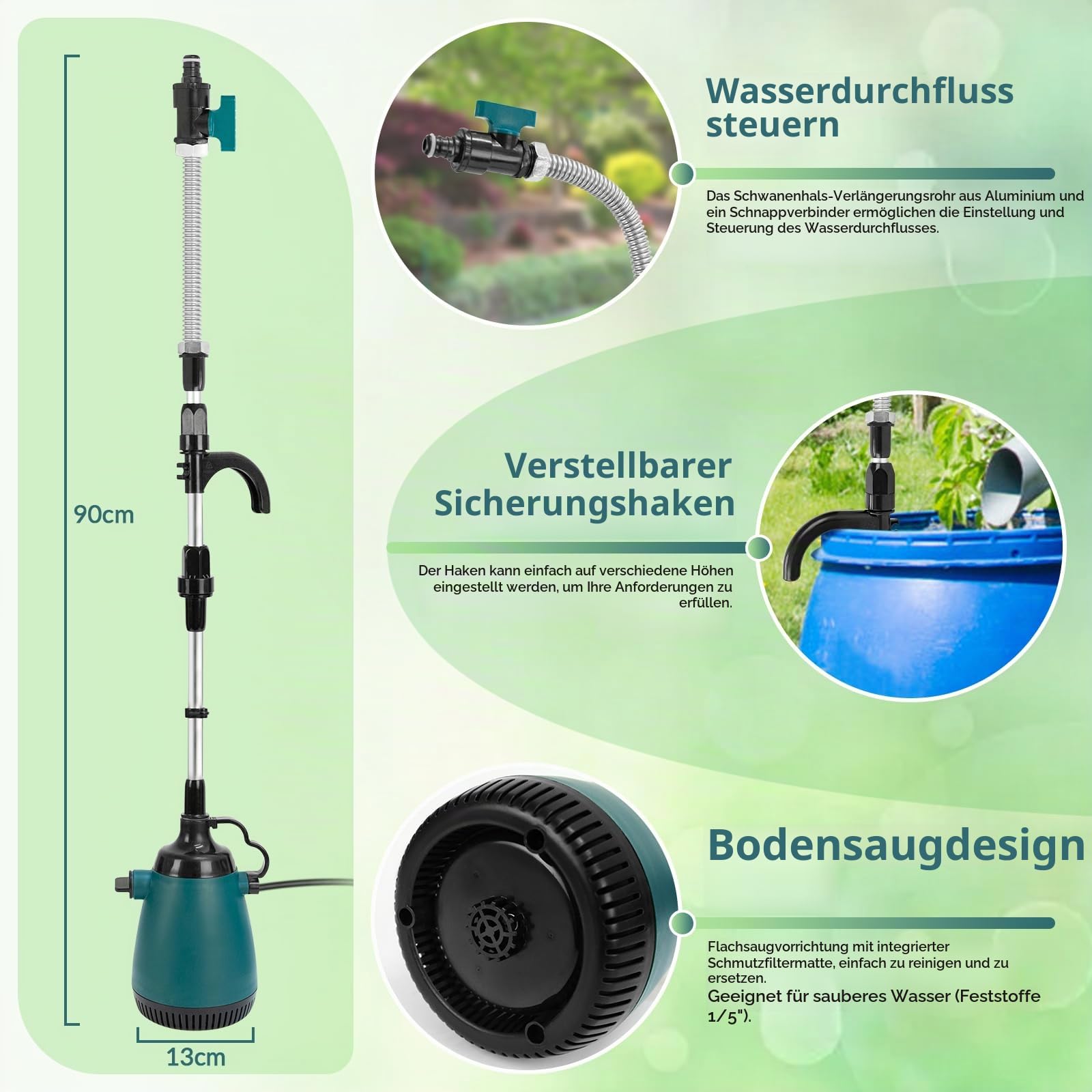 Akku-Tauchdruck/Regenfasspumpe Kompatibel mit Makita 18V Lithium Akku