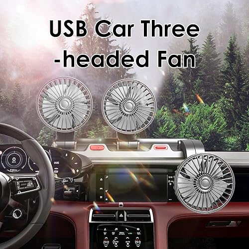 Miniatura 2 de Circulador eléctrico de aire de refrigeración de coche de tres cabezales, ventilador de aire portátil para sedán, SUV, RV, barco, camión, vehículos