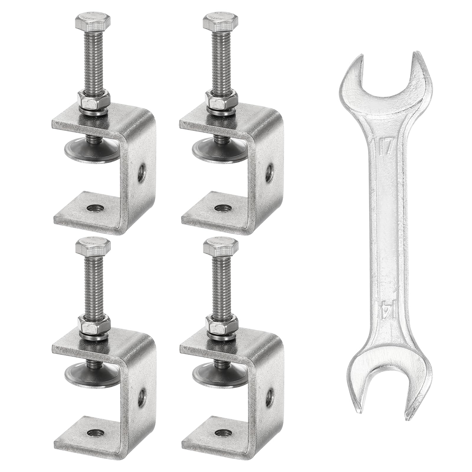 sourcing map 4PCS 304 Stainless Steel C Clamps Mini 1-9/16" (40mm) Wide Jaw Opening Small Galvanized U Clamp for Woodworking Welding Building Household Mounting โ image 1