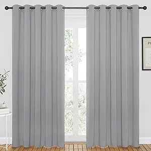 NICETOWN Blackout Curtain Drape 84 inches Length - Light Reducing Thermal Insulated Solid Grommet Blackout Window Treatment for Living Room (Silver Grey, 1 Piece, W66 x L84)