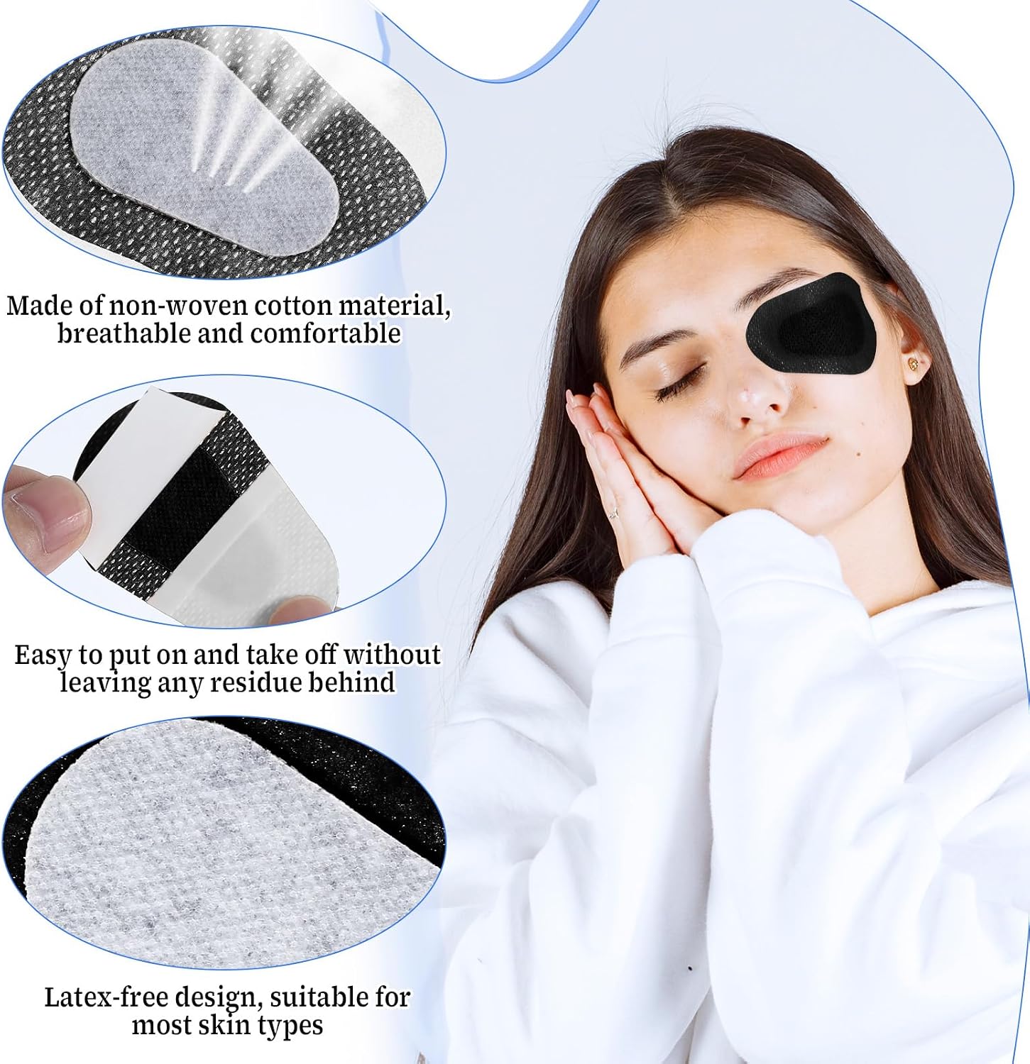 YUXIANLB 40 Pcs Amblyopia Eye Patches, Breathable Adhesive Sleep Patches for Lazy Eye Treatment, Light Blocking Disposable Eyes Pads, Latex-Free Bandages for Adults(3 x 2 Inch)