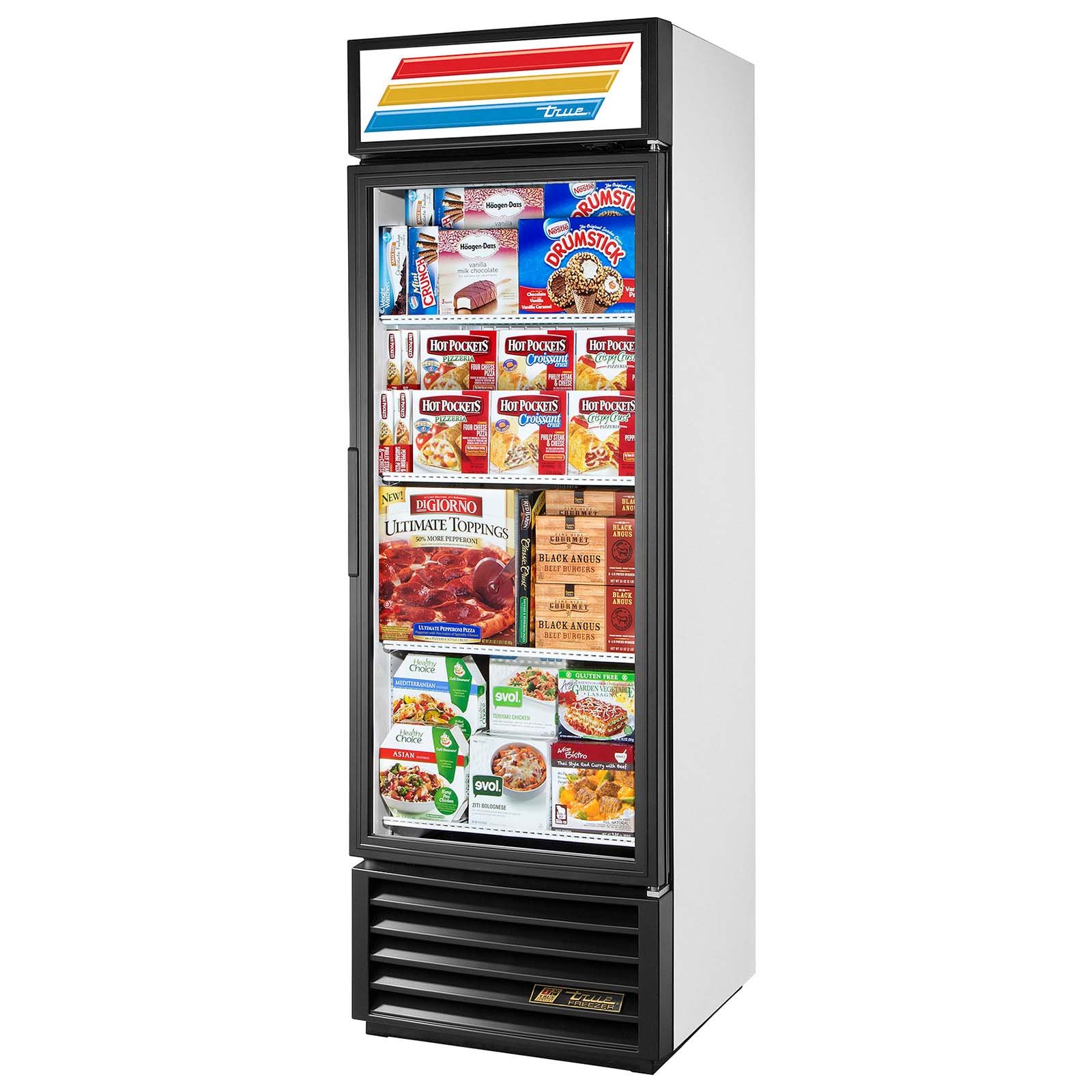 GDM-19T-F-LD 27" 1 Section Glass Door Freezer Merchandiser with LED Lighting - 19 cu. ft. by TRUE – 19.0 cubic_feet, White, Model GDM-19T-F-LD_457120