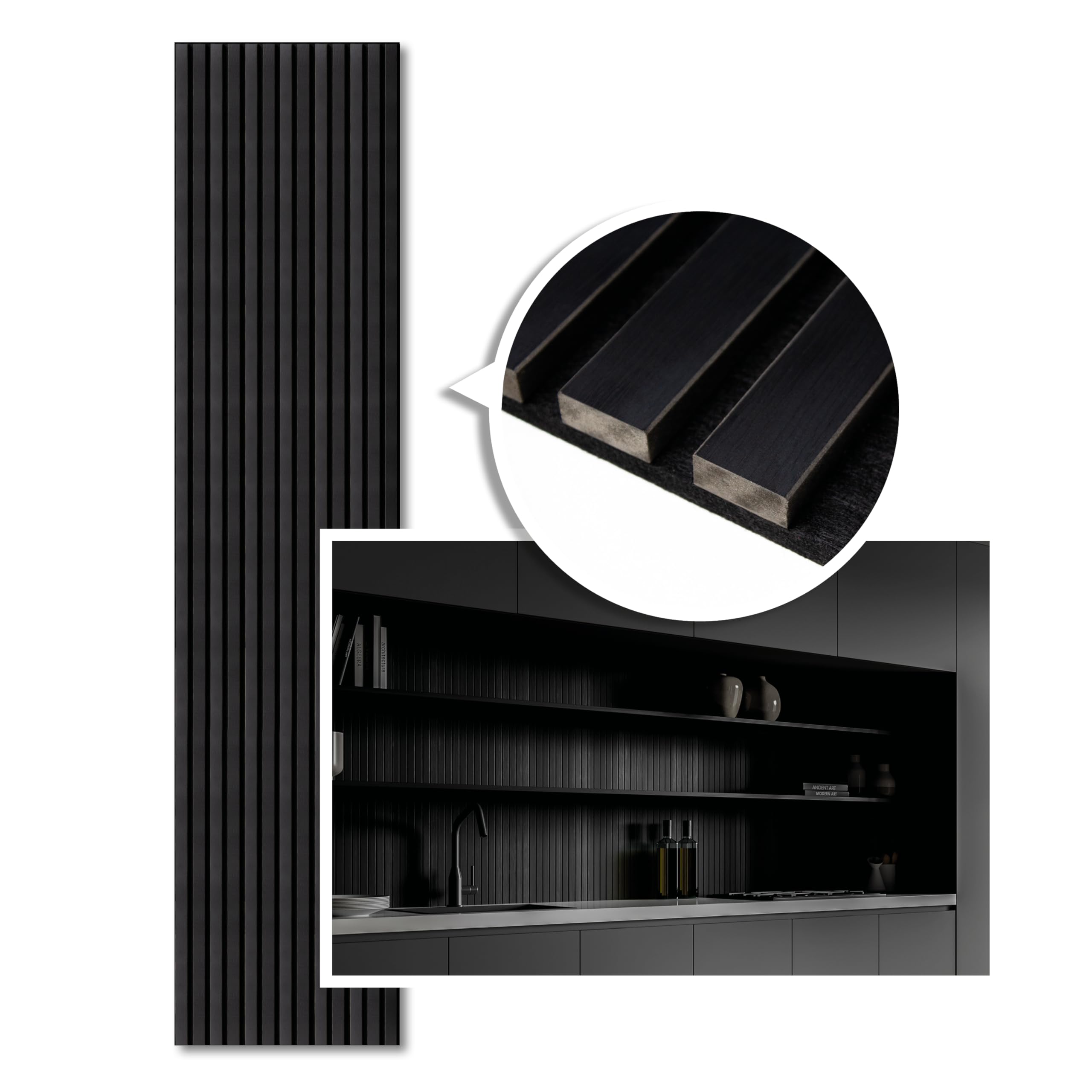 Pannelli Acustici KAISER Plastic® – Colore Nero, Formato 120x60 Cm, Rivestimento Moderno A Lamelle Per Ridurre Il Rumore In Casa