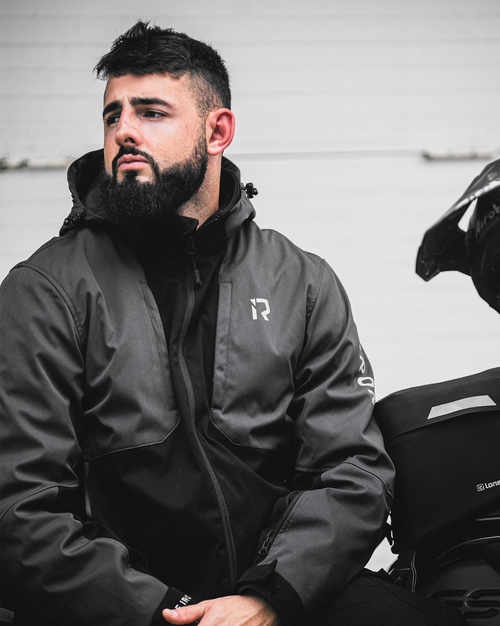 RIDEIRON Chaqueta moto hombre,Chaqueta moto invierno con hombreras y coderas homologadas,equipo de protección,forro extraíble para proteger del frío y el viento en todas las estaciones,Negro