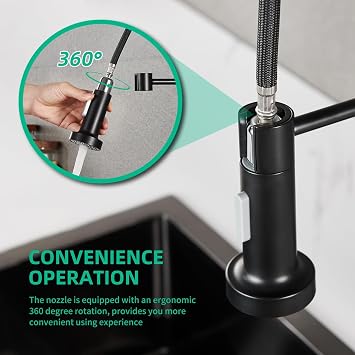 Matte Black Kitchen Faucets with Pull Down Sprayer, Kitchen Sink Faucet with Pull Out Sprayer - Effortlessly Achieve Efficient Kitchen Cleaning