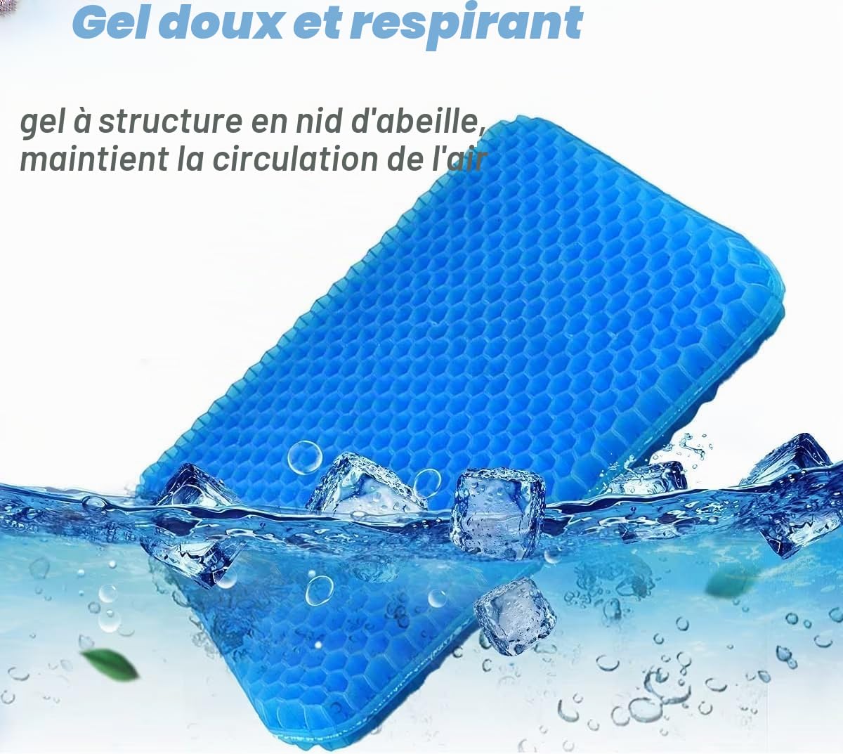 Coussin de chaise extra épais en gel pour siège de voiture - 42 x 36 x 6 cm d'épaisseur - Coussin de fauteuil roulant en gel nid d'abeille pour conduite, voyage en avion, orthopédique, coccyx