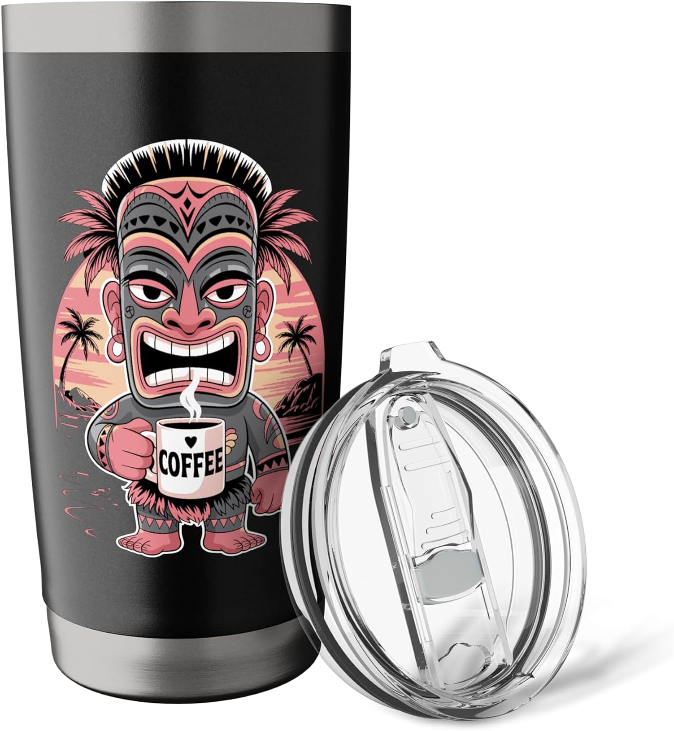 Tiki Tribal Coffee Mug Tropical Stainless Steel Insulated Tumbler image 5