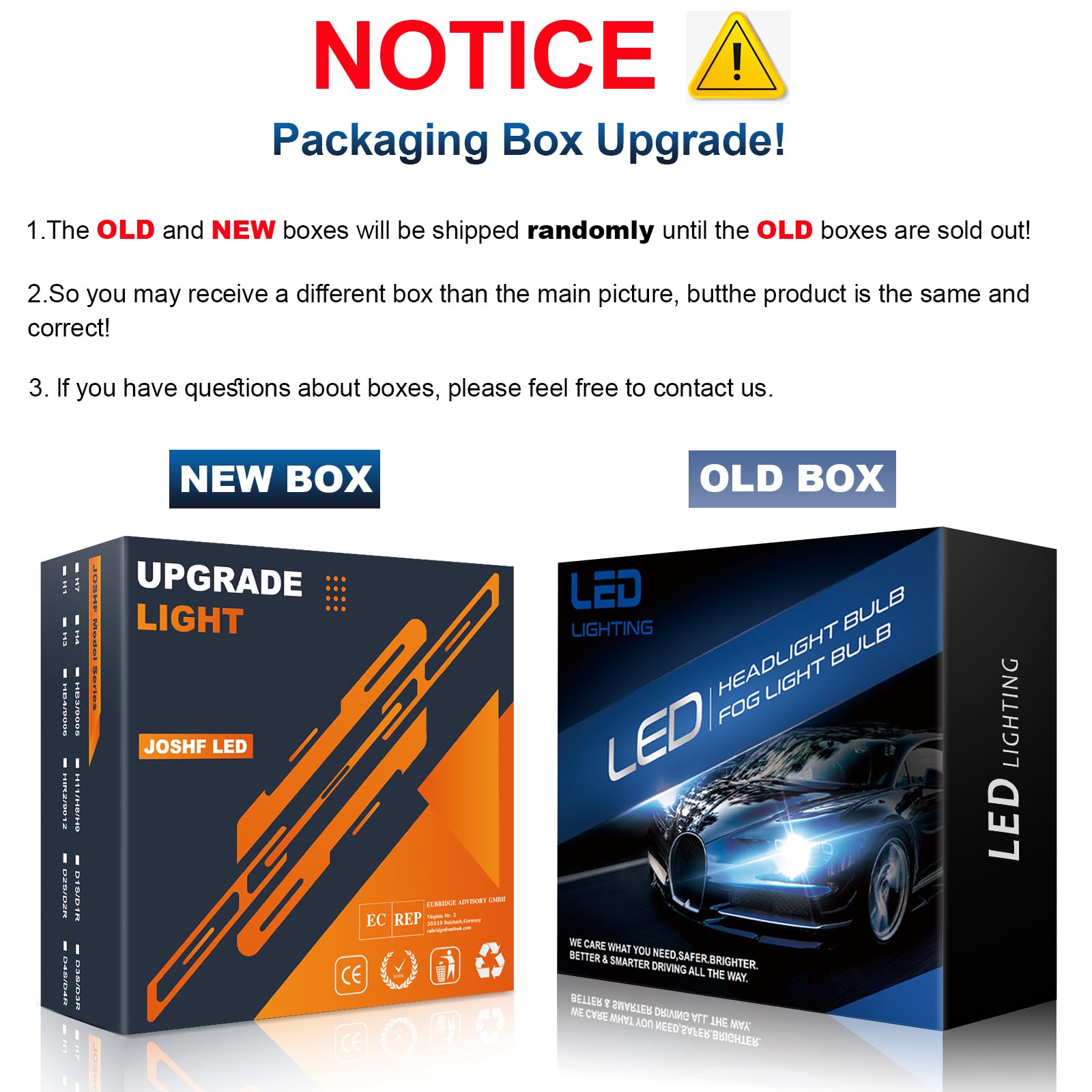 JOSHF Lampadina H4 LED per Fari Auto, 19000LM 80W 6500K Bianco 500% Luminoso Anti Errore H4 Lampadina a LED 1:1 9003/HB2 Led Sostituisce le Lampade Alogene, DC12-18V, 2 Lampadine
