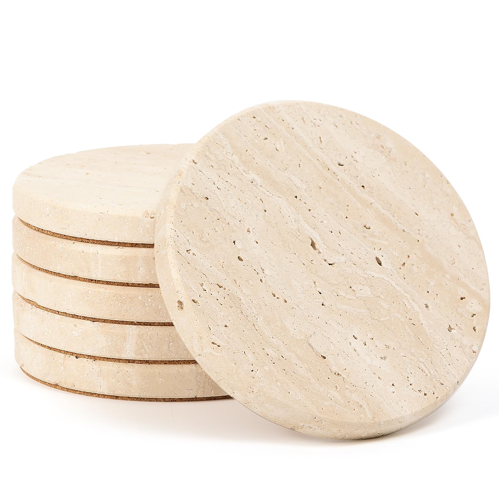 Natural Travertine Coasters - Set of 4 -9 Natural Travertine Coasters - Set of 4 -9