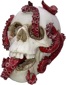 Carefree Fish Halloween Skull Statue Gothic Car Home Decor Aquarium Skeleton Decoration Reptile House Waterproof Paint