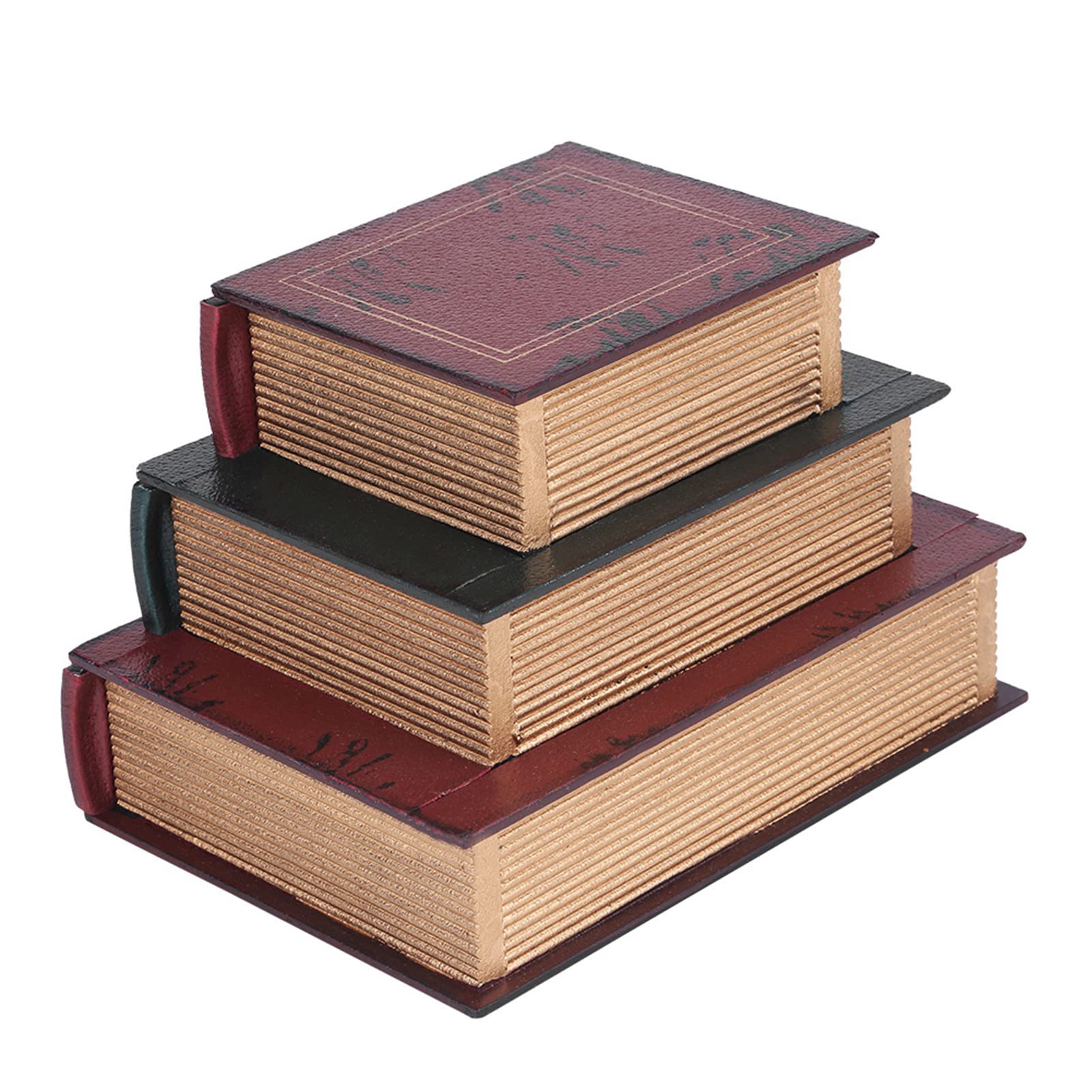 Scatola di Immagazzinaggio dei Gioielli Creativo Retro,Organizer Scrivania Forma Libri,Mobili Cassettiera da Tavolo con 3 Cassetti per Gioielli 21 x 15 x 14.5 cm