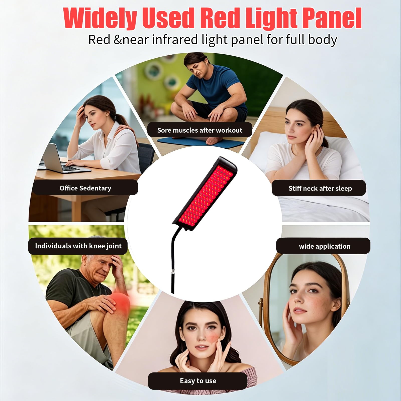 Panel de luz roja para cuerpo completo, panel de luz infrarroja con soporte, luz roja de 660 nm y dispositivo de luz infrarroja cercana de 850 nm para cara, rodilla y cuerpo en casa