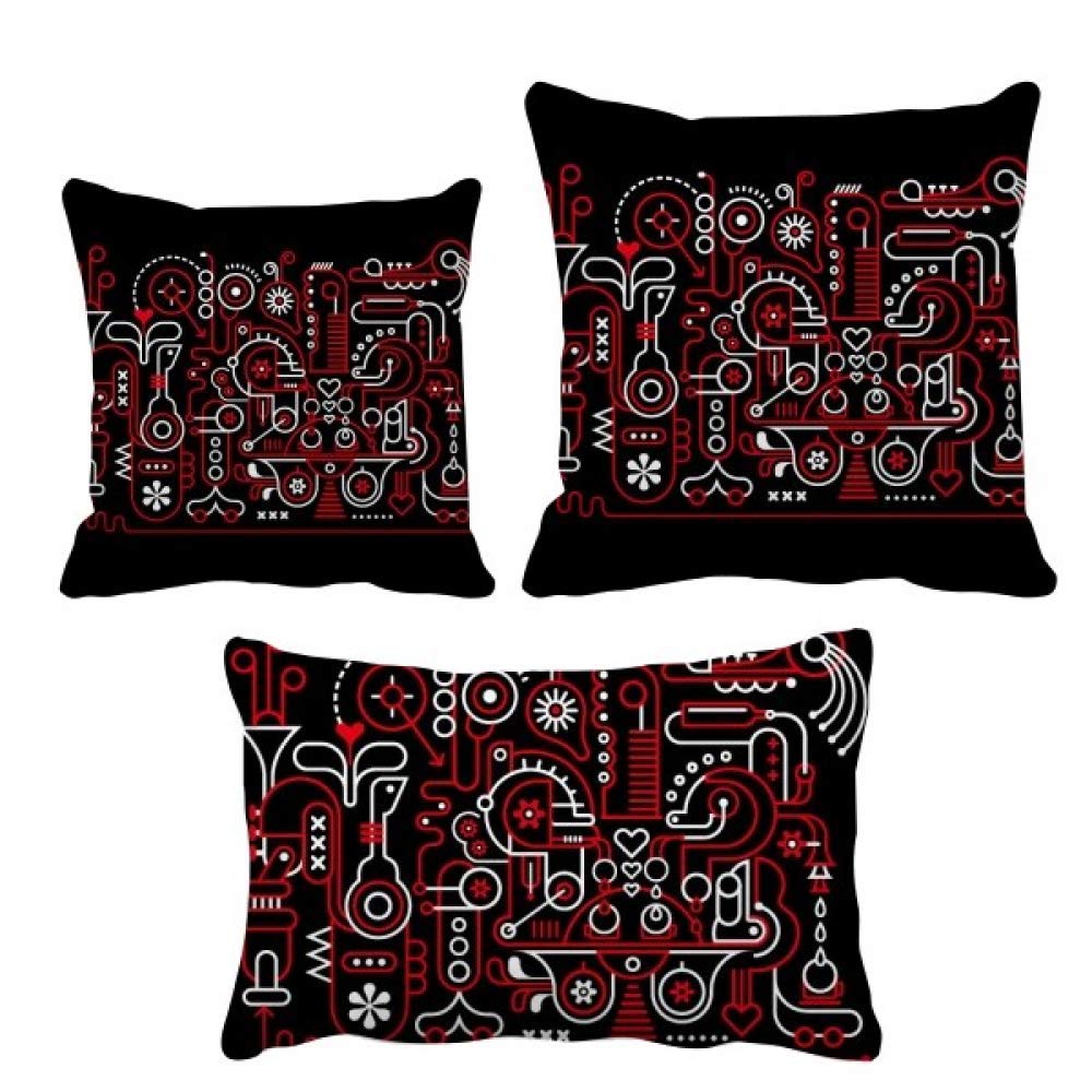 Ensemble housses de coussin graffiti street abstrait rouge blanc salon moderne