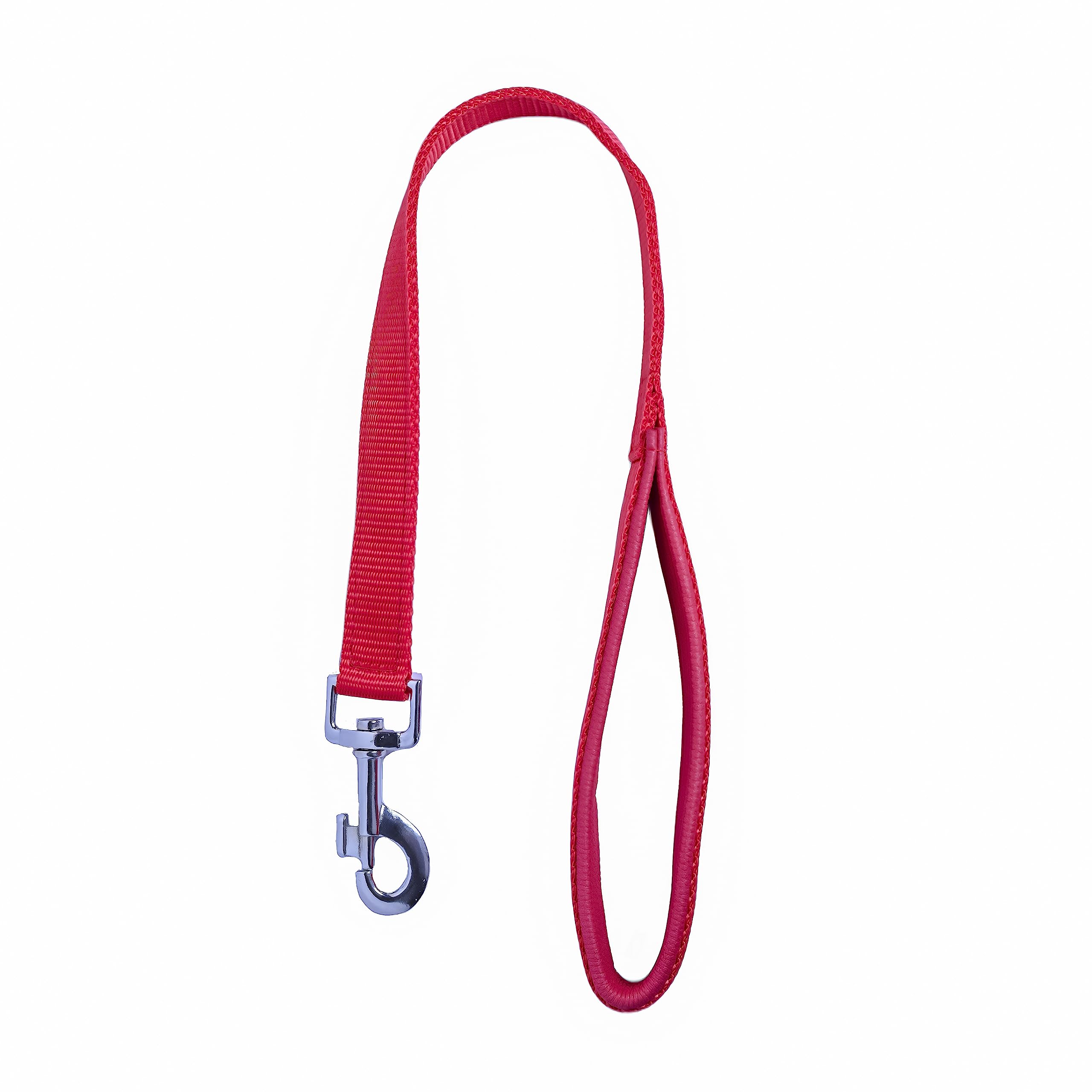 VIPCOLLECTION Nylon Short Dog Leash Traffic Padded Handle Heavy Duty 24 Inch/ 2Ft Short Nylon Dog Lead for Training Control-Pet Leashes for Large Big Dogs and Medium Dogs(Red) 2