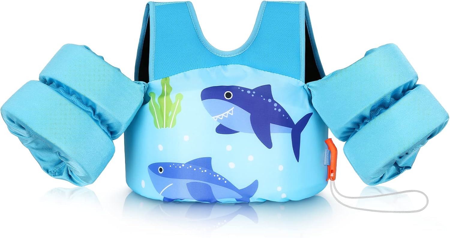 Heysplash Toddler Swim Vest, Kids Swim Vest Water Wings Swim Arm Band with Shoulder Strap and Secure Buckle for 33-70 lbs