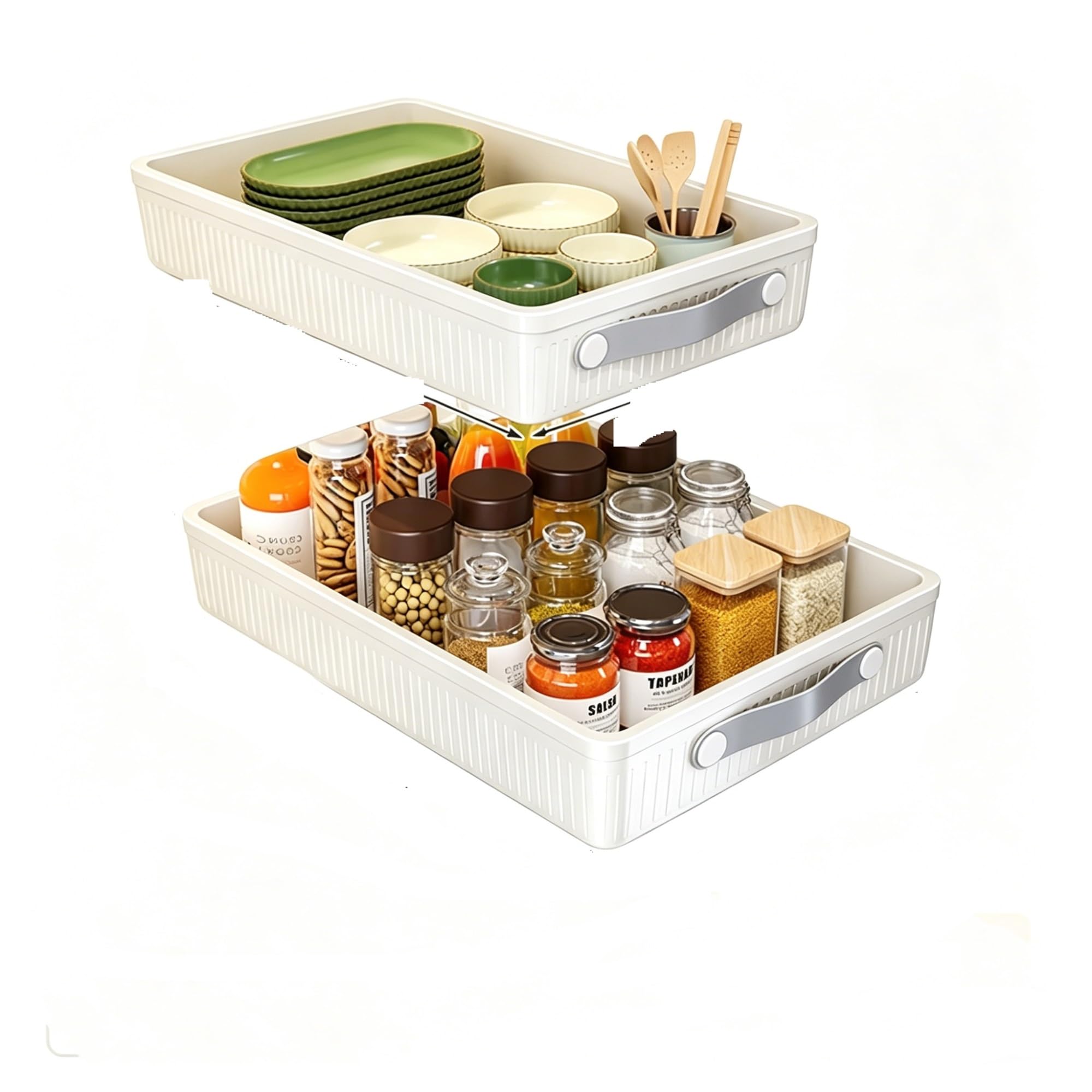 Armoire coulissante de cuisine extensible en lot de 2 tiroirs télescopiques taille L
