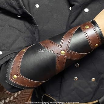Set of 2 Medieval Leather Bracers/Archery Skirmisher Arm Guards Armour Cosplay